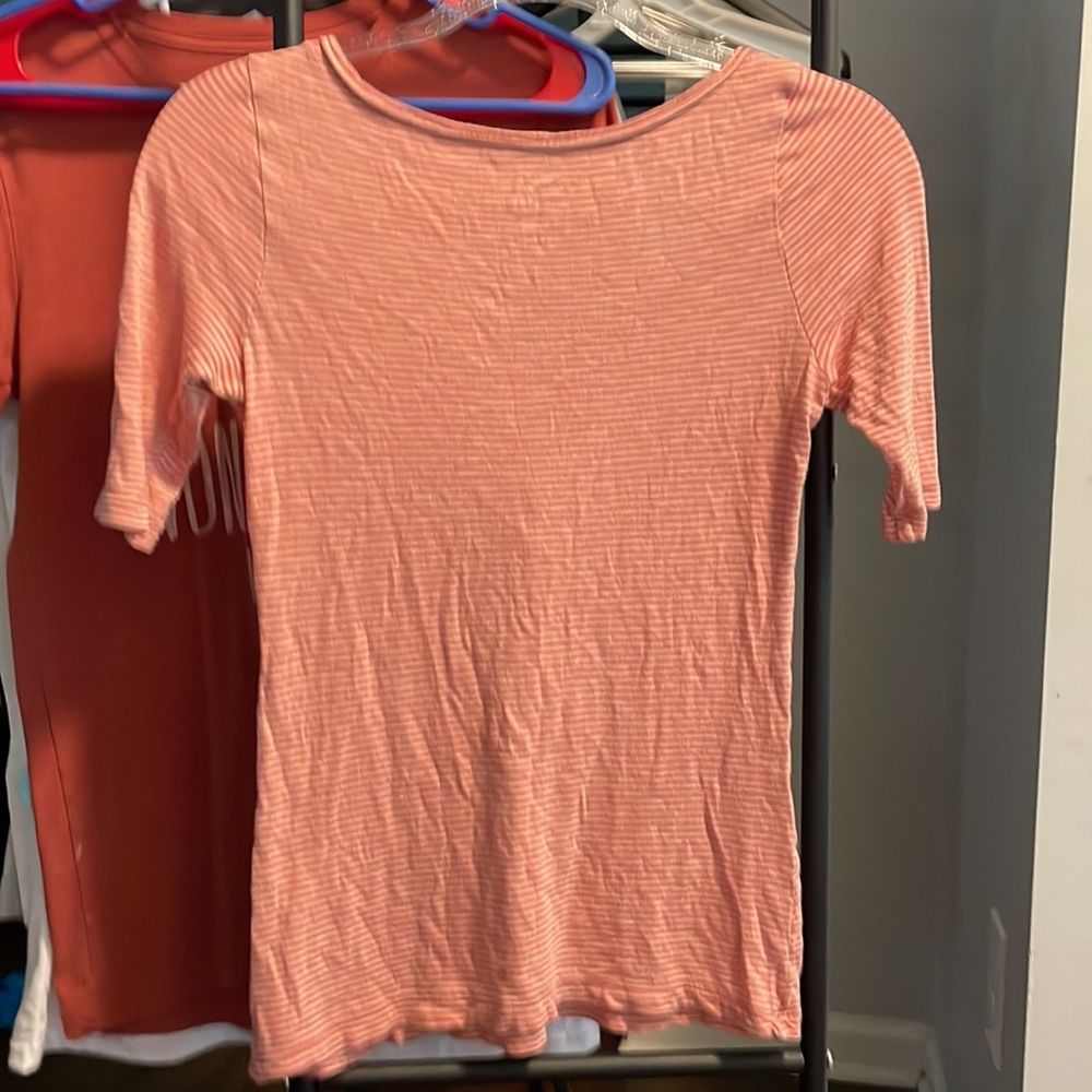 Old Navy XS Pink Striped Ruffle Shirt - Picture 4 of 5